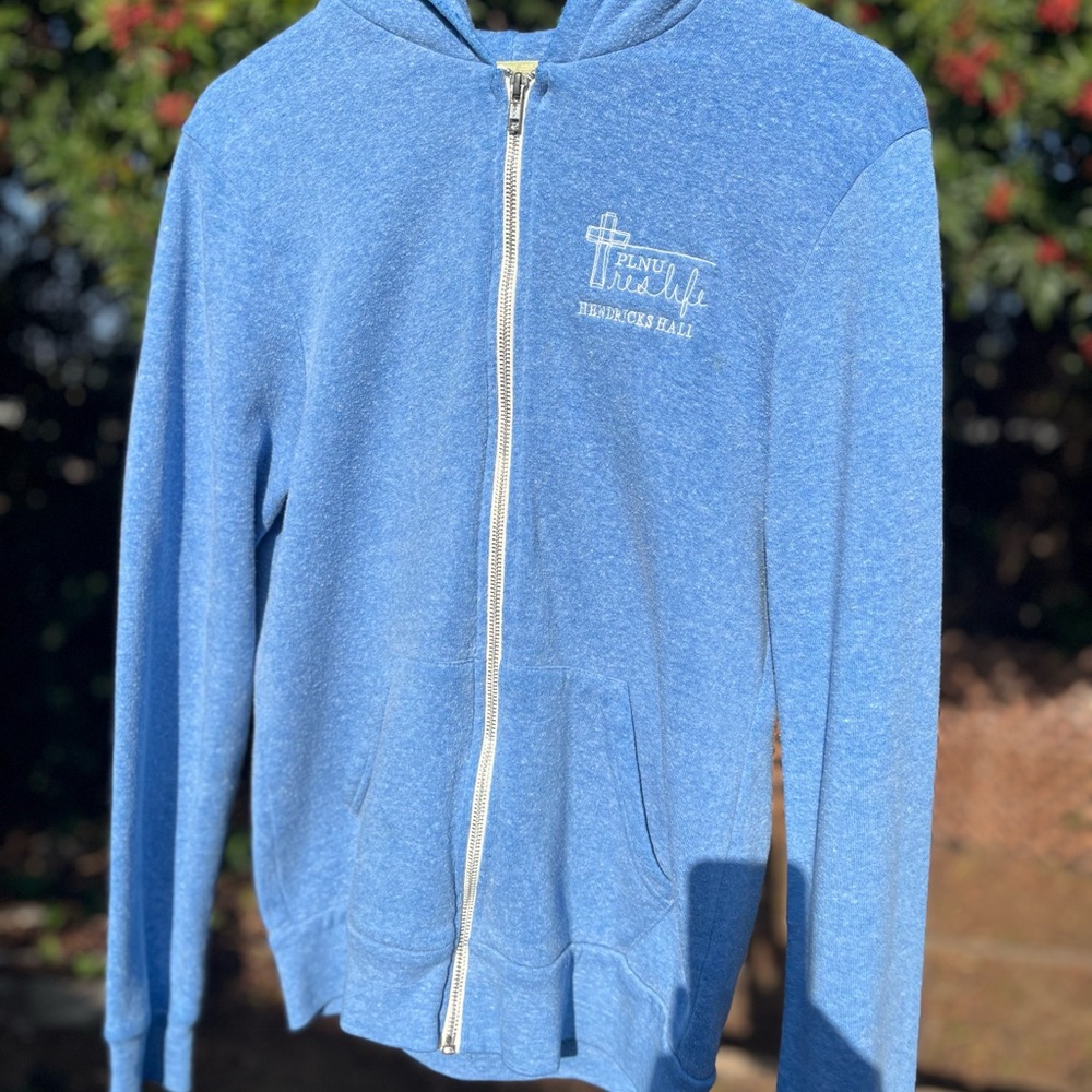Blue Graphic Zip-Up Hoodie